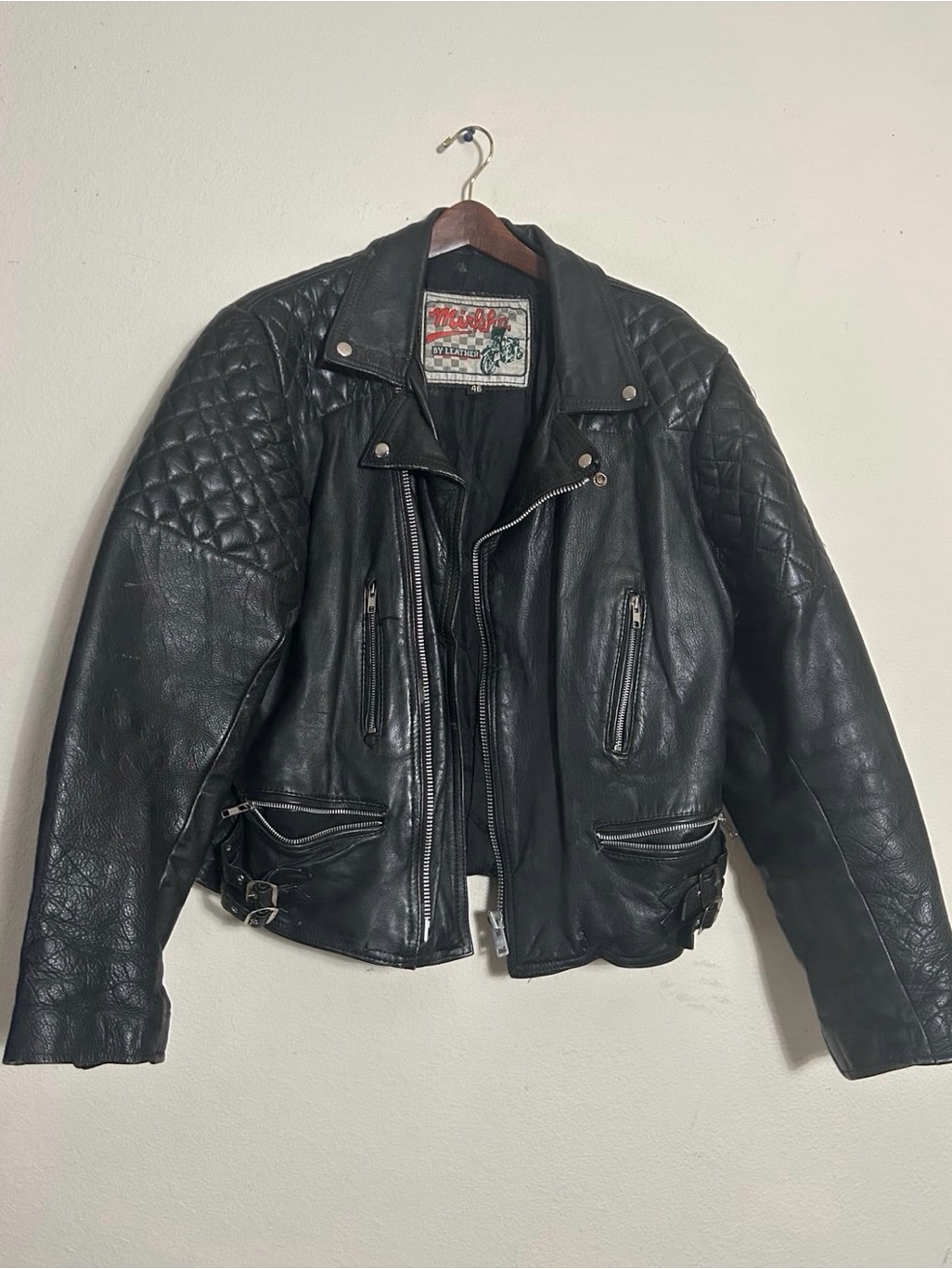 Mirhha Black Motorcycle Biker Jacket Y2k 90s